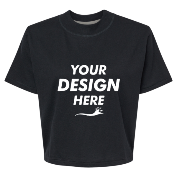 LAT Women's Boxy Tee, Blended Black, Front view, Mockup