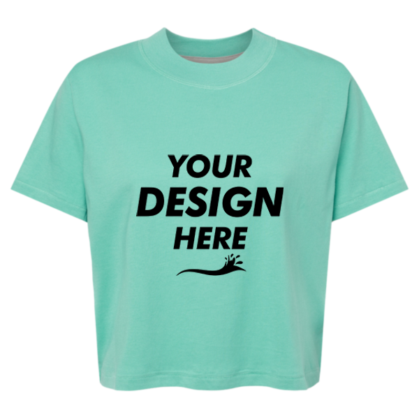 LAT Women's Boxy Tee, Saltwater, Front view, Mockup