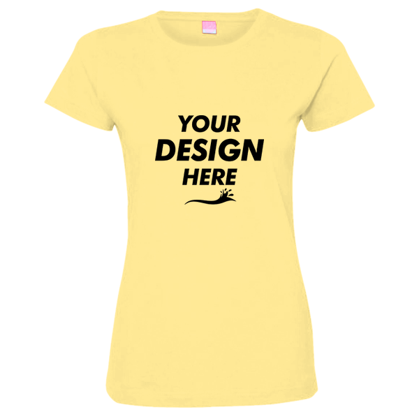 LAT Women's Fine Jersey Tee, Butter / Butter, Front view, Mockup