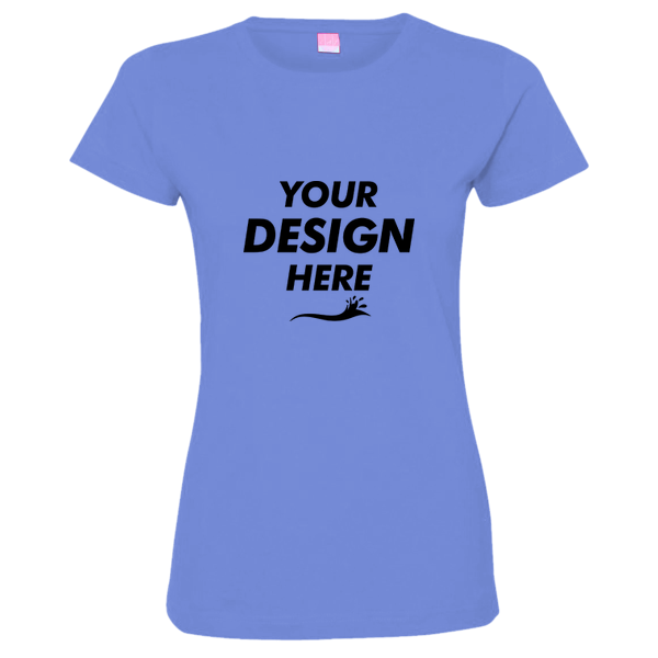LAT Women's Fine Jersey Tee, Carolina Blue / Carolina Blue, Front view, Mockup