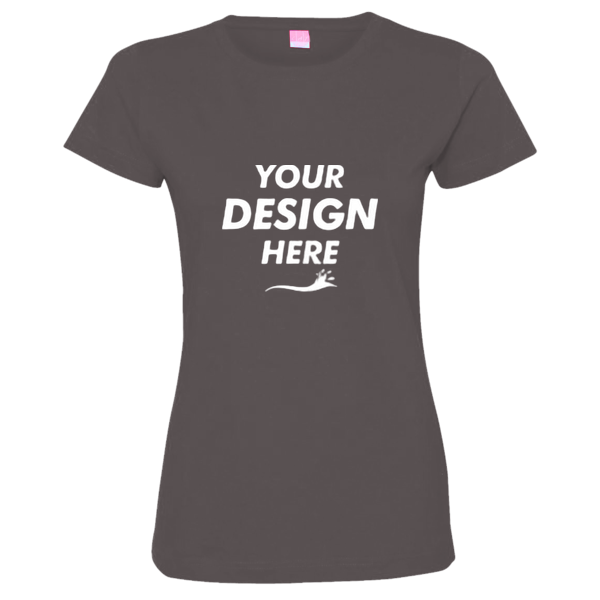 LAT Women's Fine Jersey Tee, Charcoal / Charcoal, Front view, Mockup