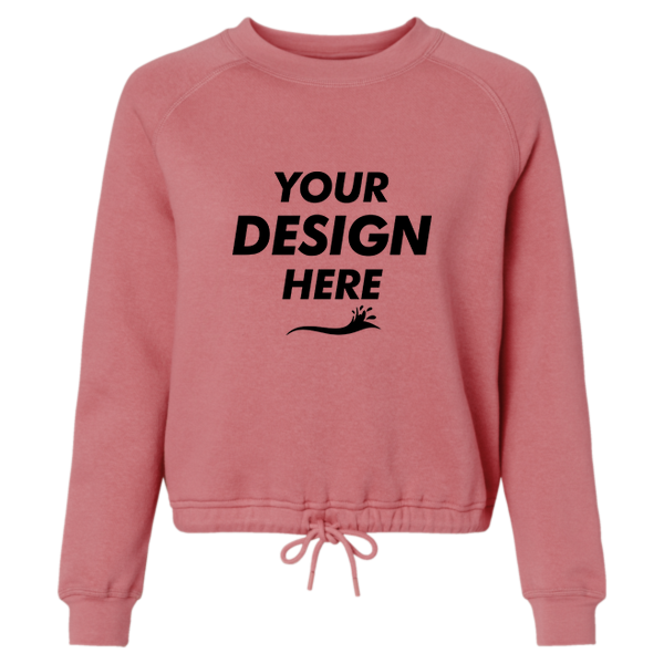 LAT Women's Relaxed 3-End Boxy Fleece Crewneck Sweatshirt, Mauvelous, Front view, Mockup