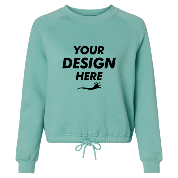 LAT Women's Relaxed 3-End Boxy Fleece Crewneck Sweatshirt, Saltwater, Front view, Mockup