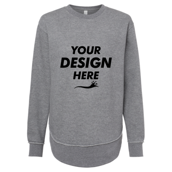 LAT Women's Weekend Fleece Crewneck Sweatshirt, Granite Heather, Front view, Mockup