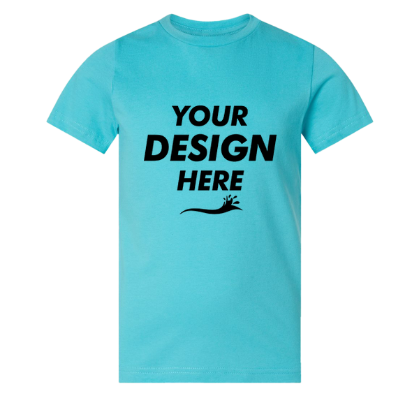 LAT Youth Fine Jersey Tee, Caribbean / Caribbean, Front view, Mockup