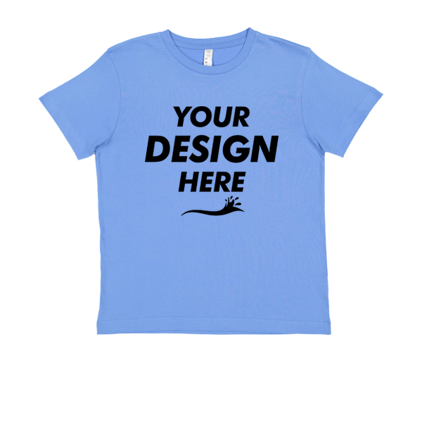 LAT Youth Fine Jersey Tee, Carolina Blue / Carolina Blue, Front view, Mockup