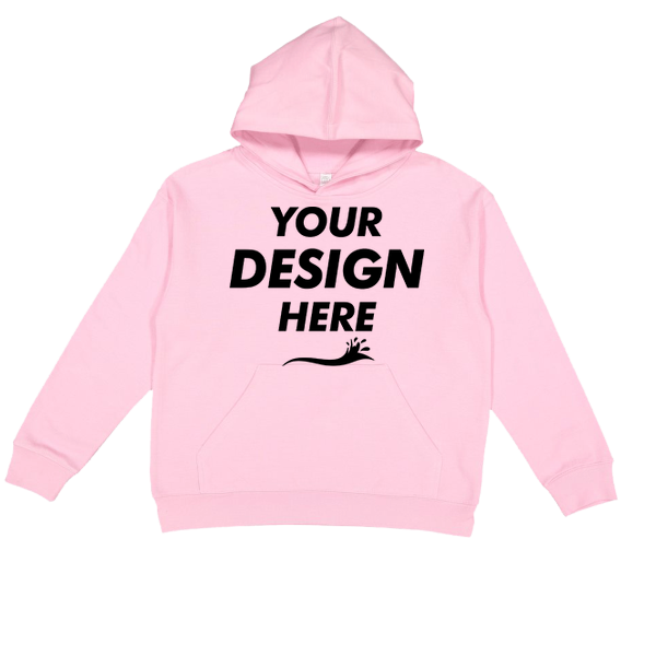 LAT Youth Fleece Hoodie Sweatshirt, Pink, Front view, Mockup