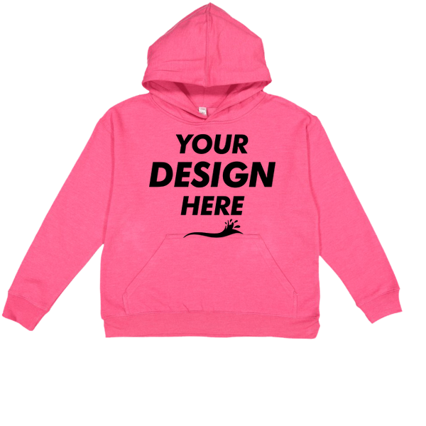 LAT Youth Fleece Hoodie Sweatshirt, Vintage Hot Pink, Front view, Mockup