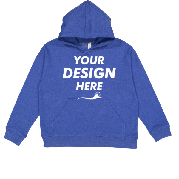 LAT Youth Fleece Hoodie Sweatshirt, Vintage Royal, Front view, Mockup