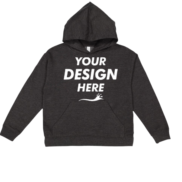 LAT Youth Fleece Hoodie Sweatshirt, Vintage Smoke, Front view, Mockup