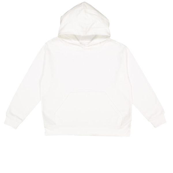 LAT Youth Fleece Hoodie Sweatshirt, White, Front view