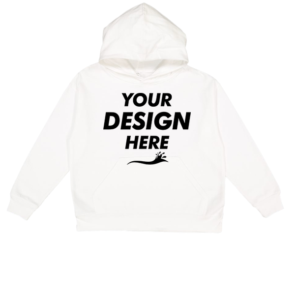 LAT Youth Fleece Hoodie Sweatshirt, White, Front view, Mockup