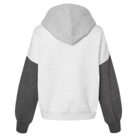 MV Sport Women's Sueded Fleece Colorblocked Crop Hooded Sweatshirt, Charcoal, Back view