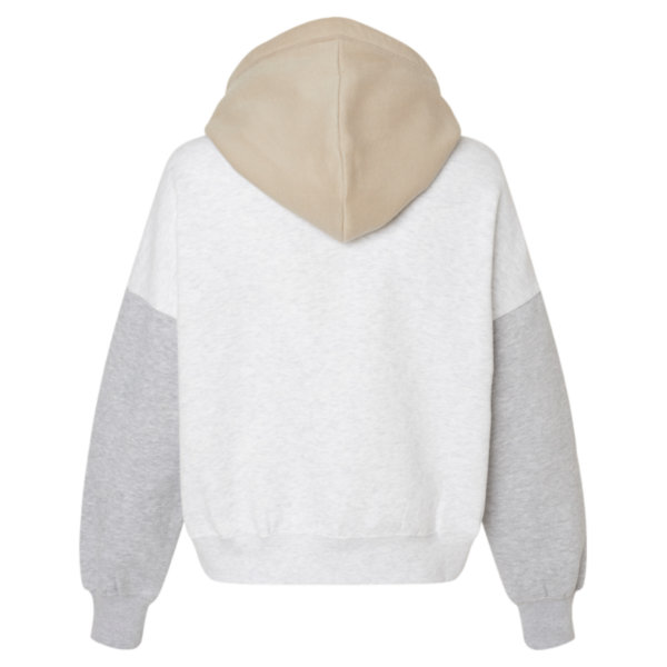 MV Sport Women's Sueded Fleece Colorblocked Crop Hooded Sweatshirt, Heather, Back view