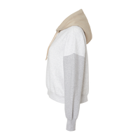 MV Sport Women's Sueded Fleece Colorblocked Crop Hooded Sweatshirt, Heather, Left Sleeve view