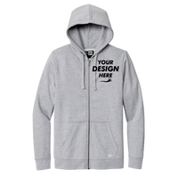 New Era Comeback Fleece Full Zip Hoodie, Athletic Heather, Front view, Mockup