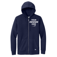 New Era Comeback Fleece Full Zip Hoodie, True Navy, Front view, Mockup