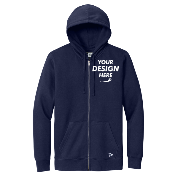 New Era Comeback Fleece Full Zip Hoodie, True Navy, Front view, Mockup