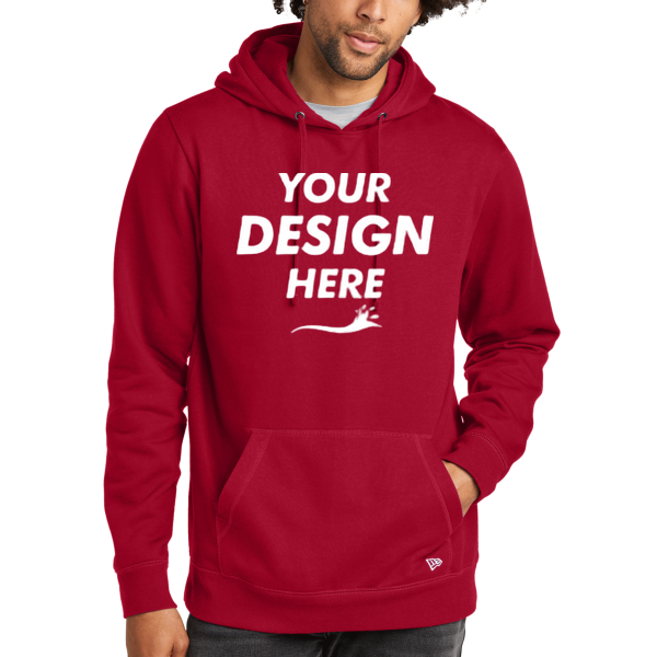 New Era Comeback Fleece Pullover Hoodie, Crimson / Crimson, Front view, Mockup