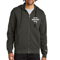 New Era Heritage Fleece Full Zip Hoodie, Graphite, Front view, Mockup