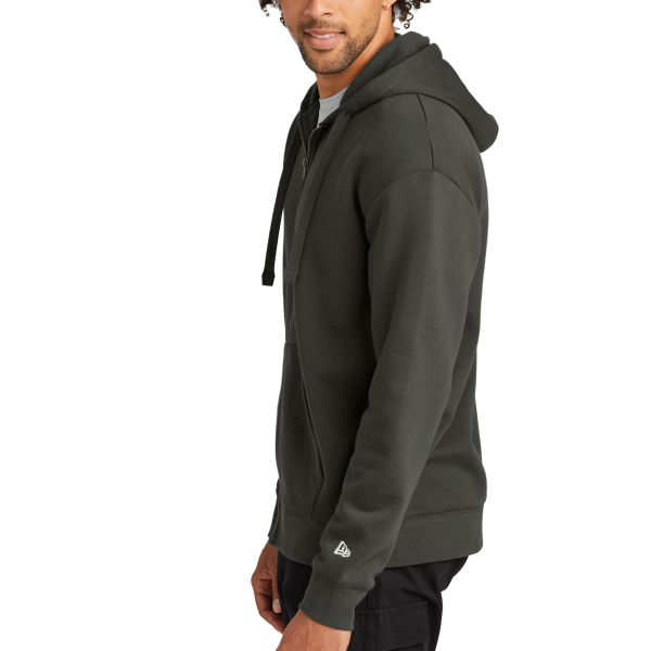 New Era Heritage Fleece Full Zip Hoodie, Graphite, Left Sleeve view