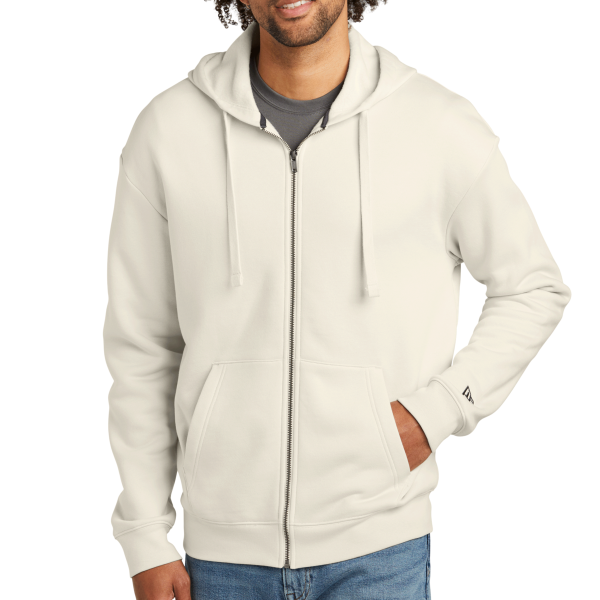 New Era Heritage Fleece Full Zip Hoodie, Soft Beige, Front view