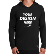 New Era Power Long Sleeve Hoodie, Black, Front view, Mockup