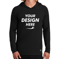 New Era Power Long Sleeve Hoodie, Black, Front view, Mockup