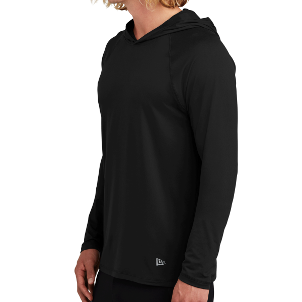 New Era Power Long Sleeve Hoodie, Black, Left Sleeve view