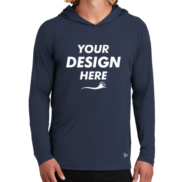 New Era Power Long Sleeve Hoodie, True Navy, Front view, Mockup