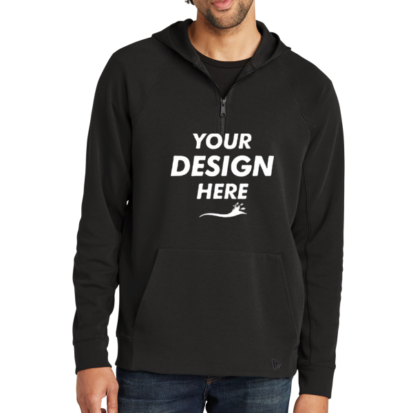 New Era STS 1/4 Zip Hoodie, Black, Front view, Mockup