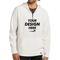 New Era STS 1/4 Zip Hoodie, Fan White, Front view, Mockup