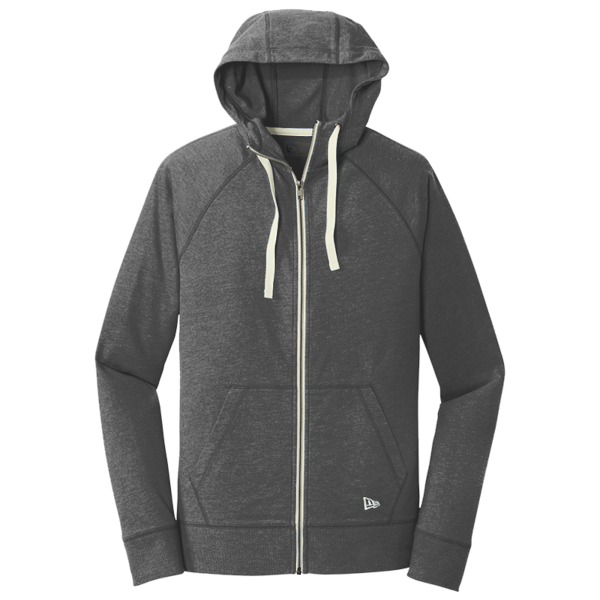 New Era Sueded Cotton Blend Full Zip Hoodie, Black Heather, Front view