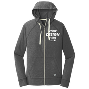 New Era Sueded Cotton Blend Full Zip Hoodie, Black Heather, Front view, Mockup