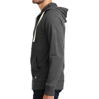 New Era Sueded Cotton Blend Full Zip Hoodie, Black Heather, Left Sleeve view