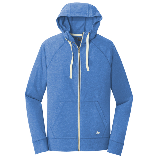 New Era Sueded Cotton Blend Full Zip Hoodie, Royal Heather, Front view