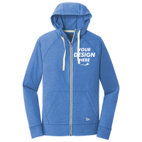 New Era Sueded Cotton Blend Full Zip Hoodie, Royal Heather, Front view, Mockup