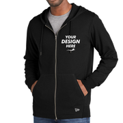New Era Thermal Full Zip Hoodie, Black, Front view, Mockup