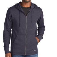 New Era Thermal Full Zip Hoodie, True Navy Heather, Front view