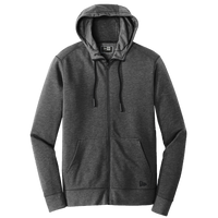 New Era Tri Blend Fleece Full Zip Hoodie, Black Heather, Front view