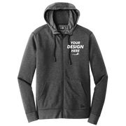 New Era Tri Blend Fleece Full Zip Hoodie, Black Heather, Front view, Mockup