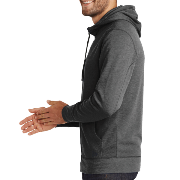 New Era Tri Blend Fleece Full Zip Hoodie, Black Heather, Left Sleeve view