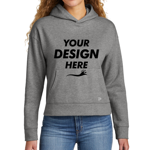 New Era Women's Comeback Fleece Pullover Hoodie, Dark Heather Grey, Front view, Mockup