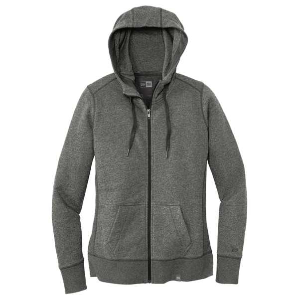 New Era Women's French Terry Full Zip Hoodie, Black Twist, Front view