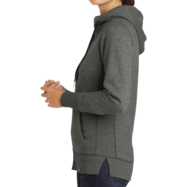 New Era Women's French Terry Full Zip Hoodie, Black Twist, Left Sleeve view
