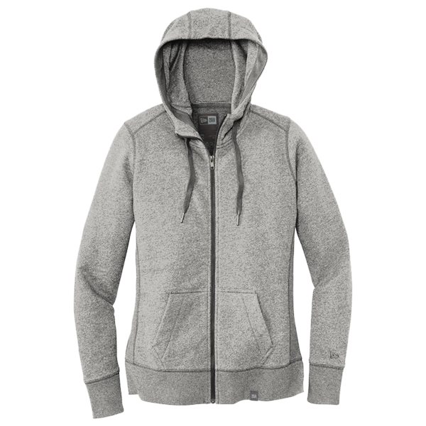 New Era Women's French Terry Full Zip Hoodie, Light Graphite Twist, Front view