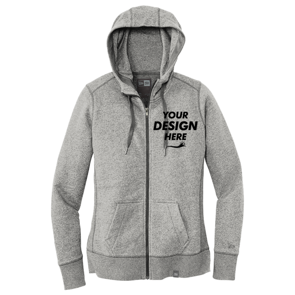 New Era Women's French Terry Full Zip Hoodie, Light Graphite Twist, Front view, Mockup
