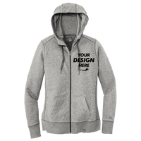 New Era Women's French Terry Full Zip Hoodie, Light Graphite Twist, Front view, Mockup