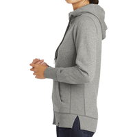 New Era Women's French Terry Full Zip Hoodie, Light Graphite Twist, Left Sleeve view
