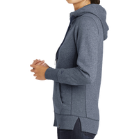 New Era Women's French Terry Full Zip Hoodie, True Navy Twist, Left Sleeve view